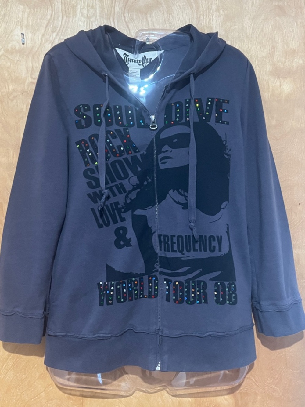 Women’s TWENTY ONE 2008 World Tour Graphic Zip Hoodie - Multicolor Studs Sz.M